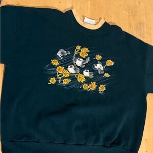 Vintage Morning Sun Bird Sweatshirt Made In The USA Nature Graphic Petite Large